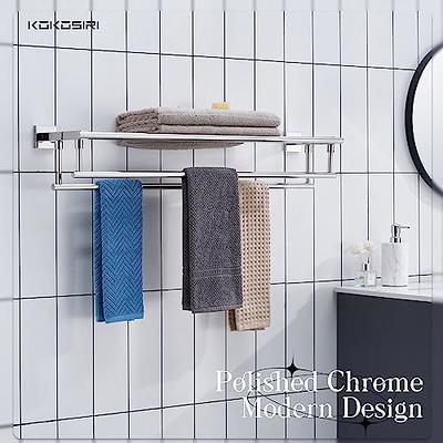 KOKOSIRI 32'' Towel Rails Bathroom Double Towel Bars Matte Black 32 Inch  Bath Towel Holder for Washroom Wall Stainless Steel B5005BK-L32