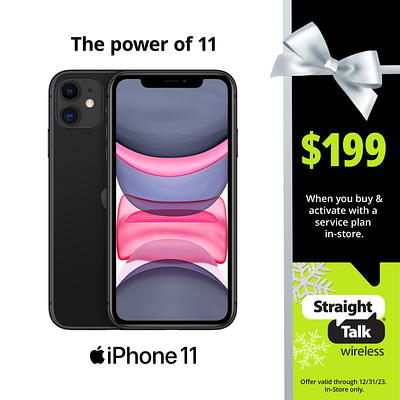 Straight Talk Apple iPhone 11, 64GB, Black - Prepaid Smartphone ...