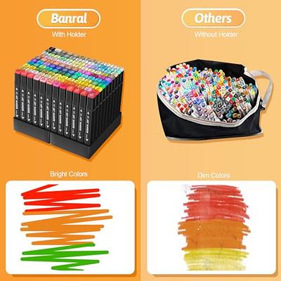 Banral 130 Colors Dual Tip Alcohol Based Markers, Twin Sketch Art Markers Set Pens for Artists Kids Adult Coloring Drawing Sketching Card Making