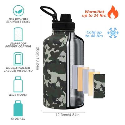 ZAKVOP 64 oz Insulated Water Bottle with Straws&3 Lids, Half Gallon Water  Bottle Stainless Steel Double Walled, Big Water Jug with Paracord Handle,  Large Metal Water Bottle for Gym - Yahoo Shopping