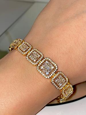 Download Men S Baguette Tennis Link Chain Bracelet 14k Gold 5x Layered Cuban Bracelet Bling Cz Diamond Icy Bracelet Bracelet Yahoo Shopping