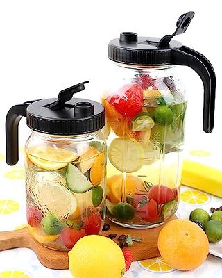 Cold Brew Coffee Maker Jar - 64oz Thick Glass Multipurpose Mason Pitcher  Spout Lid with Handle & Stainless Steel Filter for Iced Brew Coffee,  Lemonade, Ice Tea, Homemade Fruit Drinks Container 