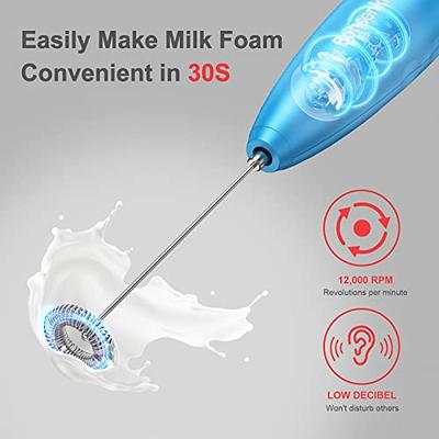 Milk Frother Handheld USB Rechargeable Electric Foam Maker with 2 Stainless  whisks, 3 Speeds Mini Milk Foamer Drink Mixer Mini Blender for Bulletproof