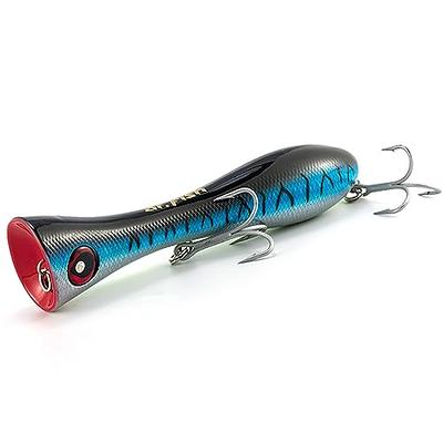 Dr.Fish Topwater Popper Saltwater Fishing Lures, 8 Inches GT Popper VMC  Treble Hooks Surf Fishing Lures for Striper Tuna Bluefish Pencil Popper Fishing  Plugs Offshore Lures Blue Mackerel - Yahoo Shopping