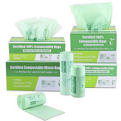 UNNI 100% Compostable Drawstring Bags, 13 Gallon, 49.2 Liter, 30 Count,  Heavy Duty 1 Mils, Tall Kitchen Food Scrap Waste Bags, ASTM D6400, EN  13432