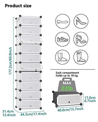 Portable Shoe Rack, 12-Tier Portable 72 Pair Shoe Rack Organizer 36 Grids Tower Shelf Storage Cabinet Stand Expandable for Heels, Boots, Slippers