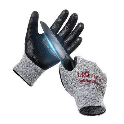 Basics Cut Resistant Work Gloves, Cut Level A2, Polyurethane Coated Gloves, Touch Screen, Size 10, XL, 6 Pairs, Grey