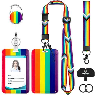 Ominia ID Badge Holder with Wrist and Breakaway Lanyard, Cute Retractable  Badge Reel Keychain with Sliding Badge Holder with Phone Tether Tabs, ID