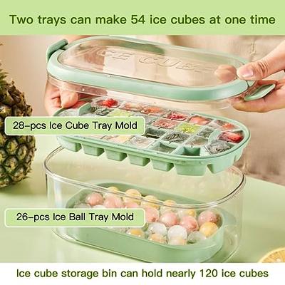 Ice Cube Tray with Lid and Bin, 2 Pack Ice Cubes Trays for Freezer, Easy  Release