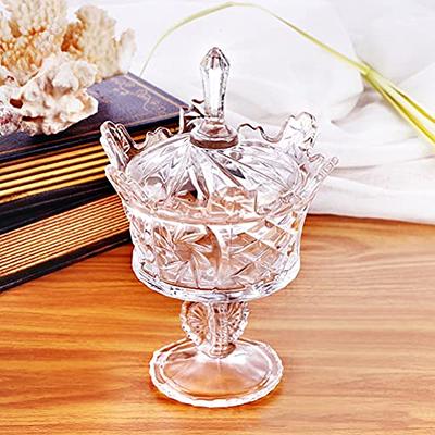 Kylin Express Elegant Ornate Glass Jars Decorative Weddings Candy Glass Pot  Color Glass Cup F