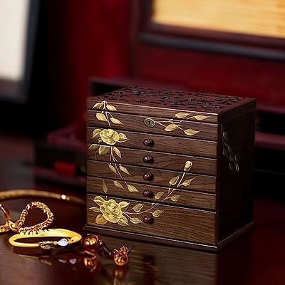 Xloverise Hand-painted Wooden Jewelry Box, 6 Layer Jewelry