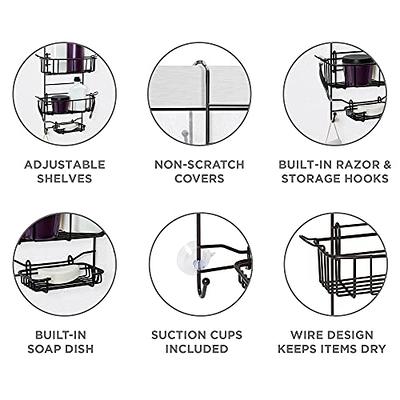 AMADA HOMEFURNISHING Shower Caddy, 3-Pack Shower Organizer with Soap  Holder, Optional Towel Bar, Removable Hooks, Stainless Steel Shower Shelves  for