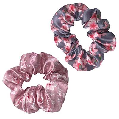 Flower Print Hair Ribbon Scarf Hair Bands Bow Ties Scrunchies Ponytail  Elastic Hairbands Rope for Women