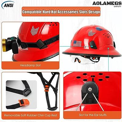 Full Brim Vented Hard Hats Construction OSHA Safety Helmet 6 Point  Ratcheting System, Meets ANSI Z89.1