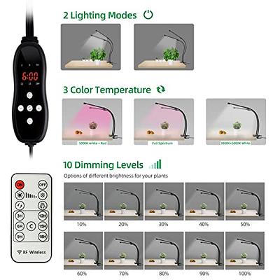 GHodec Grow Light with Stand, 5500K Full Spectrum Gooseneck Floor Plant  Light for Indoor Plants Growing,5 Dimmable Levels & Auto On/Off  Timer,Tripod