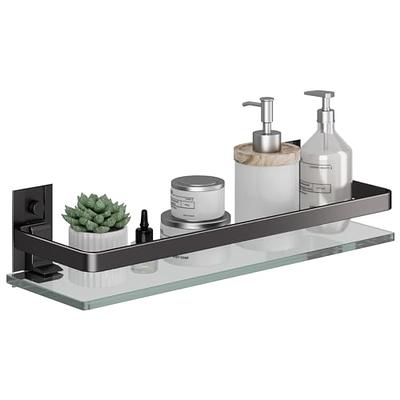 Bathroom Wall Shelf 15.7 In Black Glass Bathroom Shelf With 4 Removable  Hooks Silver Floating Shelves Tempered Glass Shelves Wall Mounted(2 Tier) -  Yahoo Shopping