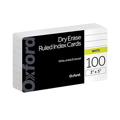 Oxford Dry Erase Index Cards, 3x5 Ruled, Reusable Flash Cards