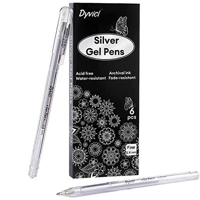 MARTCOLOR White Gel Pens Set 6 Pack 0.8mm Fine Point Pens Gel Ink Pens For  Artists Archival Ink Pens White highlight Pens for Black Paper Drawing  Illustration Sketching Writing