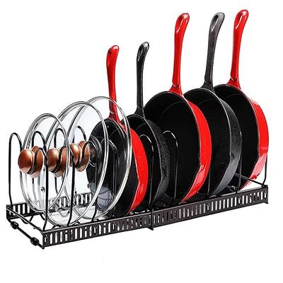 Pan Organizer Rack For Cabinet, Expandable Pan Pot Lid Organizer