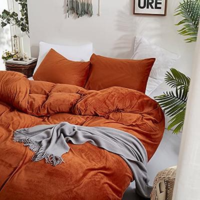 Houseri Velvet Rust Duvet Cover King Burnt Orange Bedding Duvet