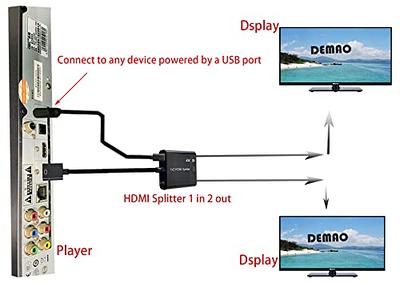  JUEJUEZI HDMI Splitter 1 in 2 Out 4K@60Hz with HDMI Cable, HDMI  Splitter for Dual Monitors/Displays TV, with Audio Video, for Laptop, TV  Box, Support HDMI2.0b, HDCP2.2 : Electronics