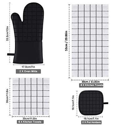 Oven Mitts and Pot Holders Set with Kitchen Towels and Dishcloths, 500  Degree Heat Resistant Oven