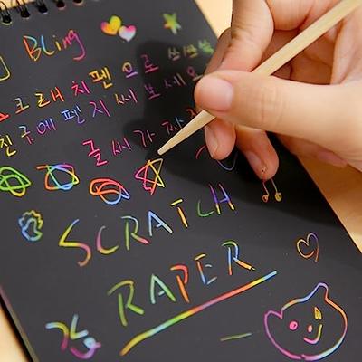 Scratch Paper Art Set for Kids, Rainbow Scratch Art Paper Notes, Magic Scratch  Drawing Note Pads with 10 Pages and Wooden Stylus for Girls Boys DIY Crafts  Arts Supplies, Toy Gifts 