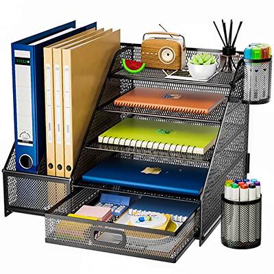 Marbrasse Desk Organizers with File Holder, 5-Tier Paper Letter Tray  Organizer with Handle, Mesh Desk Organizers and Accessories with Drawer and  2 Pen Holder, Desktop Organizer for Office Supplies - Yahoo Shopping