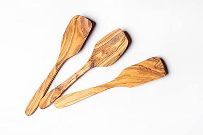 Set 2 Spatulas: Wide Spatula & Narrow Spatula - Olive Wood Handle