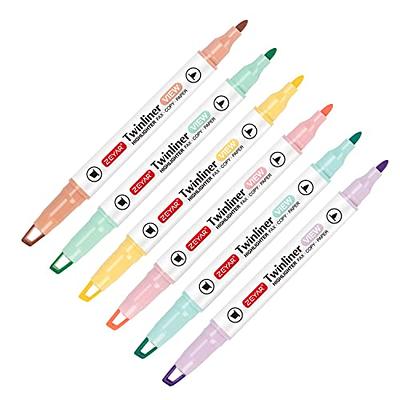 ZEYAR Highlighters Dual Tips Marker Pen Chisel and Fine Tips 12 Colors Water Based Assorted Colors Quick Dry (12 Colors)