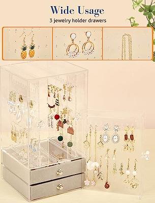 17Dec Acrylic Jewelry Holder Organizer Box with 3 Display Clear