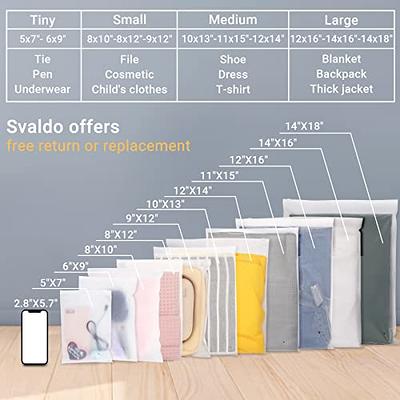 Plastic Bags for Clothes,YACEYACE 100pcs 7 x 11 inch Zipper Frosted Bags for Clothes T-Shirt Bags Clothing Bags Zipper Plastic Packing Bags Poly