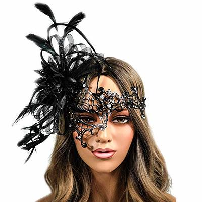 Burlesque Feather Masquerade Mask Mardi Gras Lace Masks for Women Costume  Peacock Feather Masks Venetian Brocade Mask (Gold Black) - Yahoo Shopping