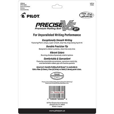 Pilot Precise V5 Premium Rolling Ball Stick Pen, Extra Fine Point, Assorted  Ink, 7-Pack