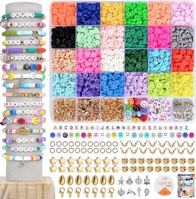 Gushu 200 Pcs Star Clay Beads Charms for Bracelet Making Kit, Cute Flat  Polymer Heishi Spacer Star Beads for Jewelry Necklace Earring Making