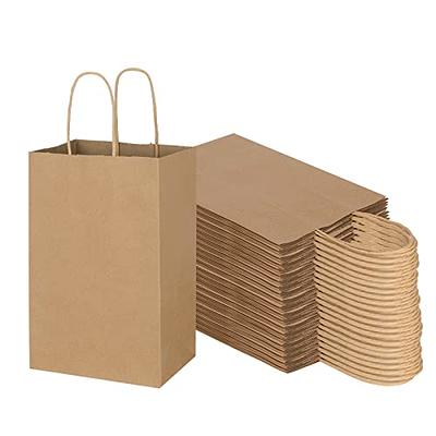 AlexHome 110 Pcs Brown Paper Bags with Handles,5.8 x 3.2 x 8.2 Inches,Size  Small,Paper Gift Bags,Kraft Paper Bags Bulk for Grocery/Business