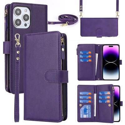  CUSTYPE for iPhone 15 Pro Max Case Wallet with Card Holder for  Women, Crossbody Zipper Case with Strap Wrist, Protective Leather Case  Purse with Ring for Apple 15 Pro Max 6.7inch