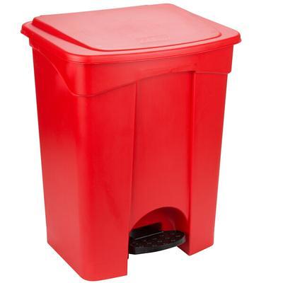 Lavex 50 Gallon Red Wheeled Rectangular Trash Can with Lid