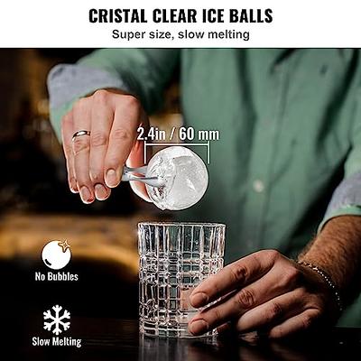 VEVOR Ice Ball Maker Crystal Clear Ice Ball Maker 2.36Inch Ice Sphere with Storage Bag and Ice Clamp Round Clear Ice Cube 4-Cavity Ice Press Maker