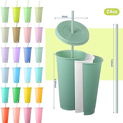 Youngever 7 Sets Plastic Tumblers with Lids and Straws, 7 Reusable Cups  with Straws in 7 Assorted Colors