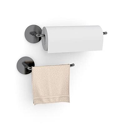 Danpoo Wall Mount Paper Towel Holder with Shelf for Bathroom, Kitchen Paper  Towel Roll Holder, Hand Towel Holder Adhesive, Matte Black