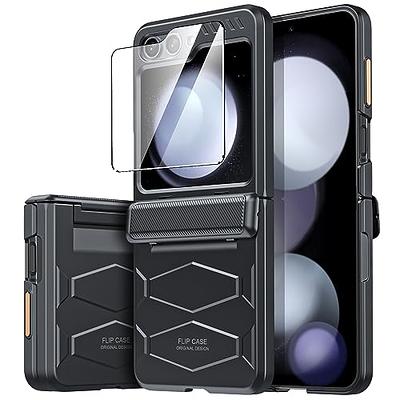 For Samsung Galaxy Z Flip 5 Clear Case With Ring & Screen Protector,  Anti-fall Shockproof Protective Phone Cover Case Z Flip 5 Case