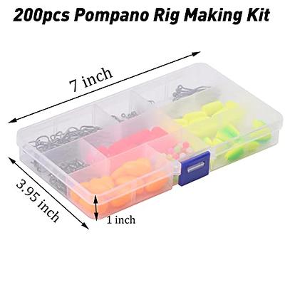 Dr.Fish 200PCs Pompano Rig Making Kit Surf Fishing Rig Accessories Bottom  Rig Parts Snell Floats Fishing Beads Circle Hooks Saltwater Fishing Swivels