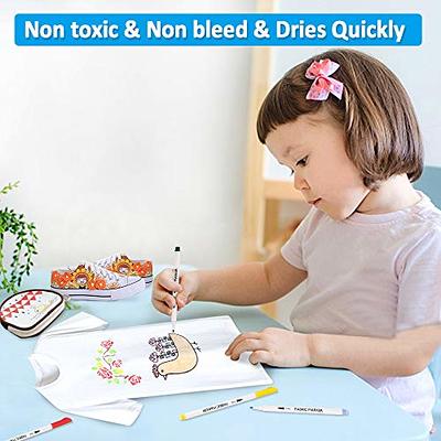 Fabric Markers Permanent No Bleed - Washable Fabric Paint Markers for  T-Shirts Clothes Shoes Canvas Pillowcase, 20 Fabric Pens