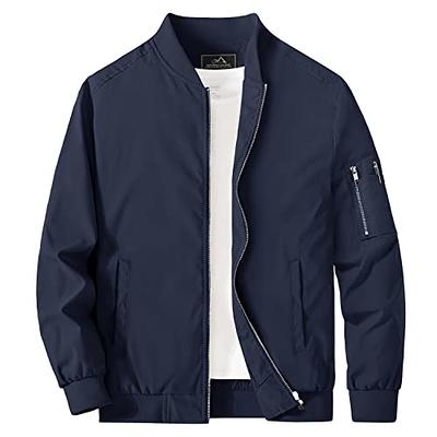 Men's Slim Fit Lightweight Sportswear Jacket Full Zip Up Casual Bomber  Jacket with Side Zipper Pockets