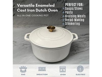 LEXI HOME 2.8 qt. Durable Cast Iron Dutch Oven Casserole Pot in Cream Enamel  LB5439 - The Home Depot