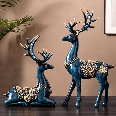 Blue Deer Figurine Home Decor Resin Sculpture Decorative Gifts - Yahoo  Shopping