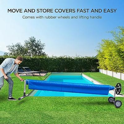 Solar Pool Cover Reel 18 Ft Pool Cover Roller Above Ground with Rubber  Rollers Large Wheel
