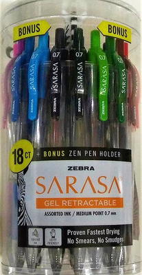 Zebra 14680 Sarasa Roller Ball Retractable Gel Pen, Black Ink, Medium, 24  per Pack 