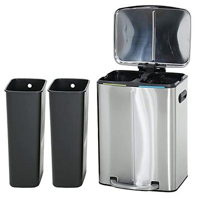 Rubbermaid FG280300BISQU Dual-Action Swing Lid Trash Can for Home